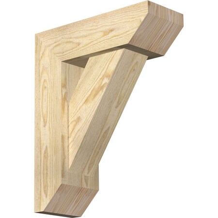 Ekena Millwork Traditional Slat Rough Sawn Bracket w/ Offset Brace, Douglas Fir, 6"W x 16"D x 20"H BKT0604X16X20TRA06RDF